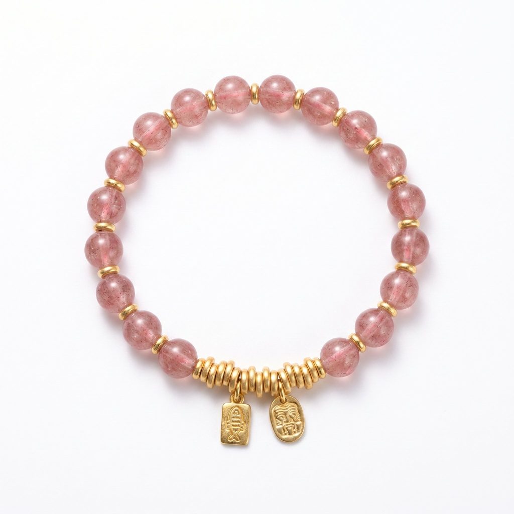 Mio&Gem strawberry quartz bracelet Origin · Fire element career and wealth crystal bracelet, main image